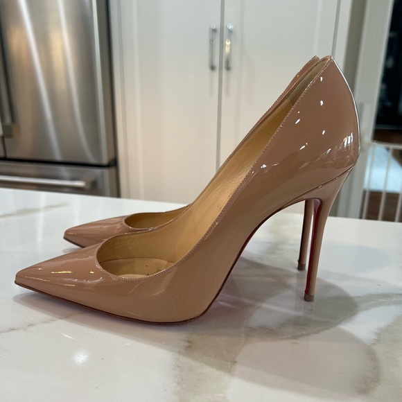Christian Louboutin Decollete 554 100 Patent Leather Nude Pumps Size 39 EU - Picture 9 of 16